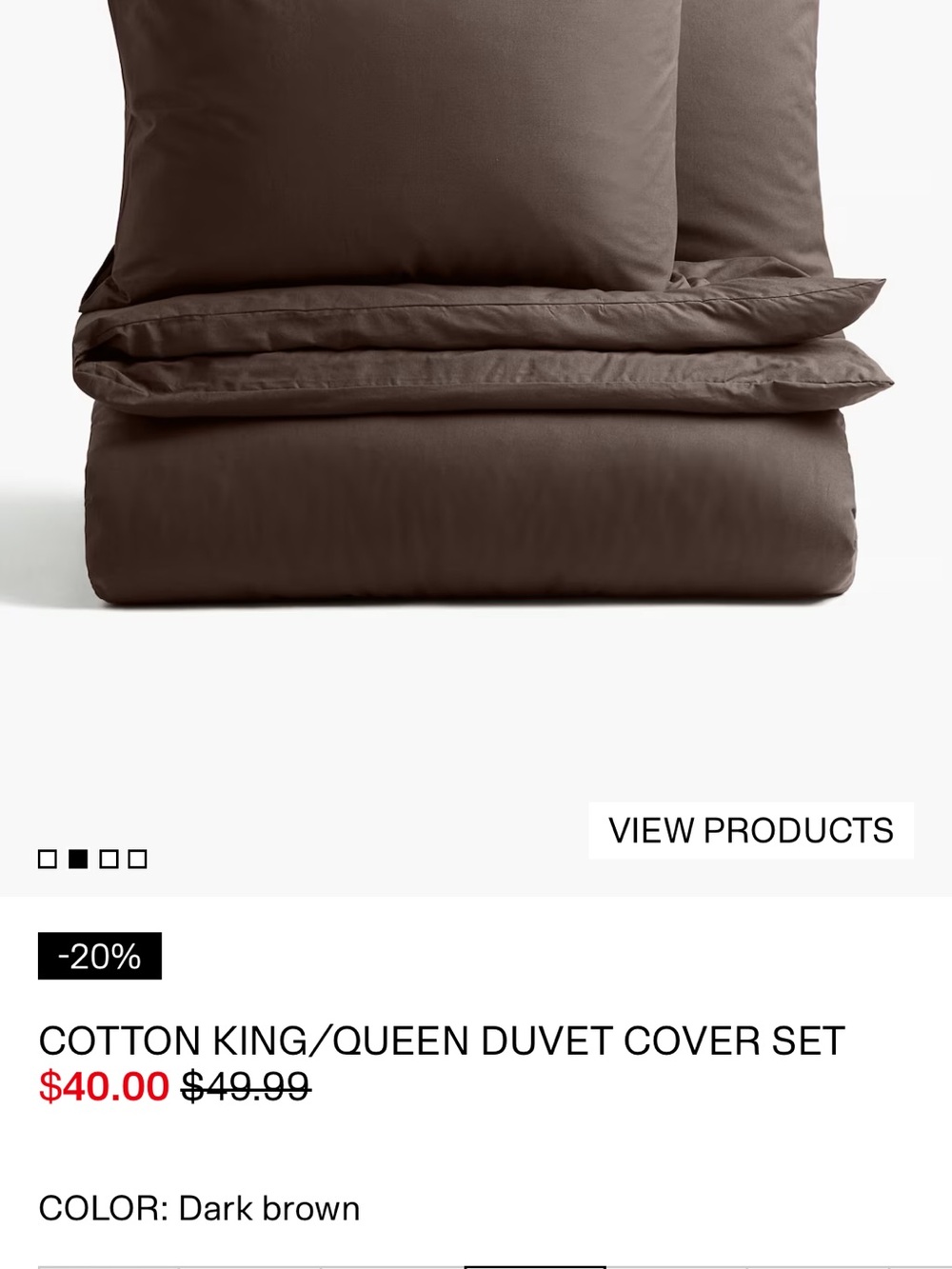 H&M Dark Brown Cotton Duvet Cover Set
